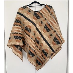 Lauren Ralph Lauren Tribal Print Wool Poncho